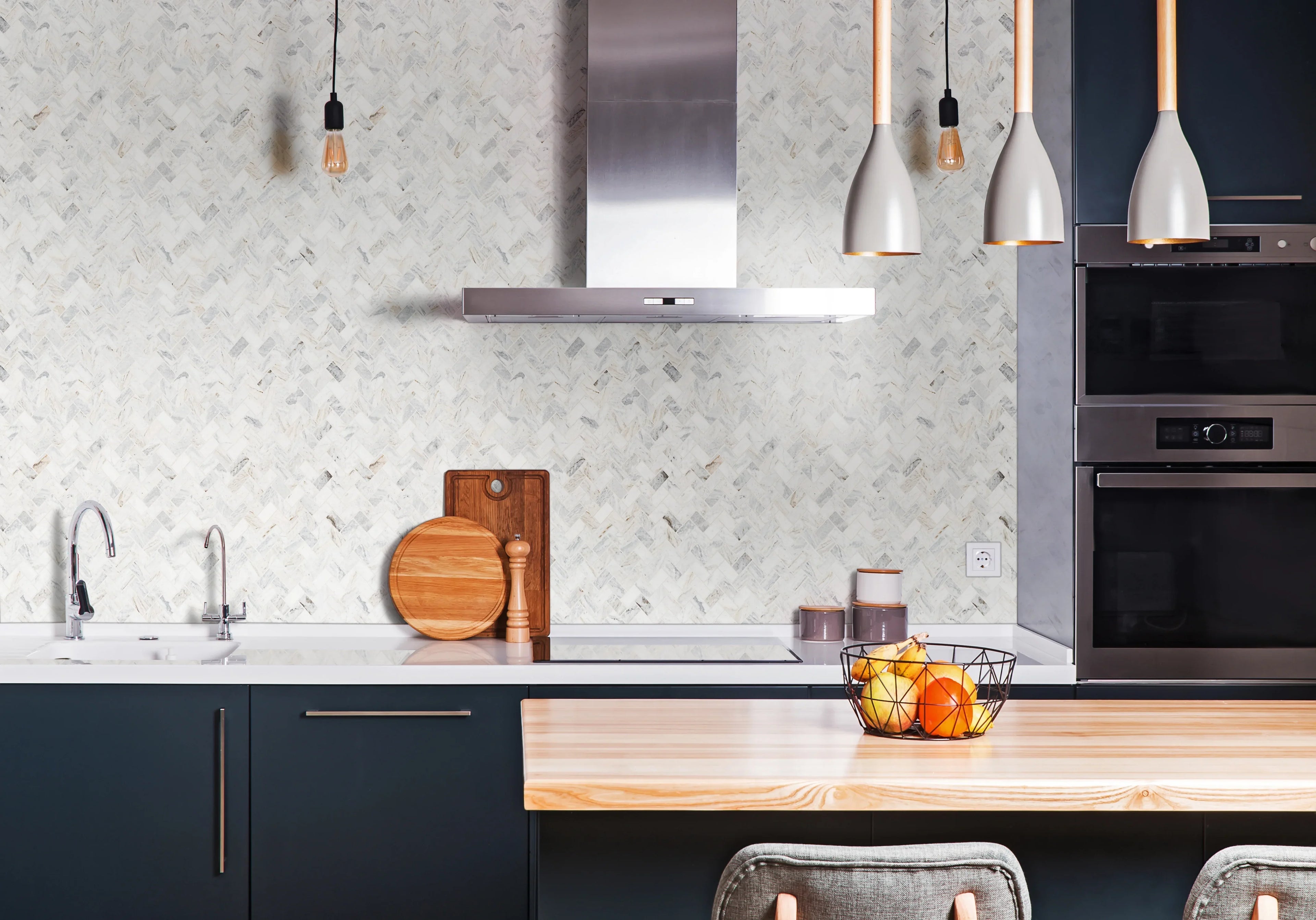 MSizeI Capri Blue Herringbone 12 in. X 12 in. Honed Mosaic Marble Floor And Wall Tile