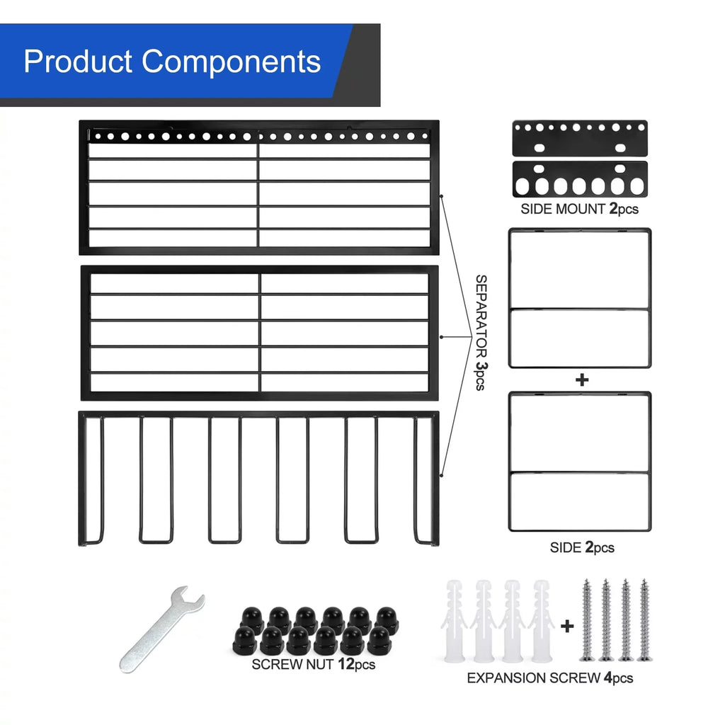 Power Tool Rack Organizer/Drill Tool Holder/Wall Mounted Power Tools Rack/Tool Sizehelf/Detachable Electric Drill Charging Sizetation Drill