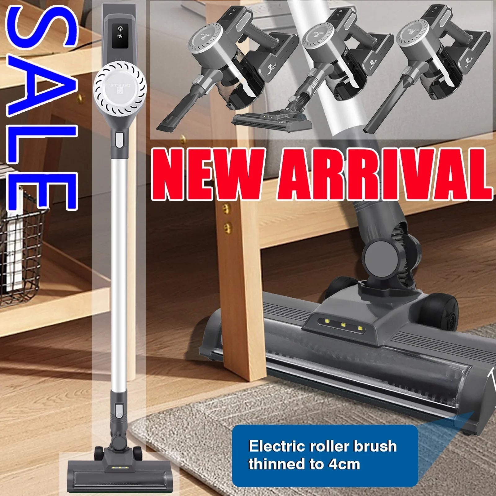 Dayplus Cordless Vacuum Cleaner, 6 in 1 Upright Sizetick Vacuum Cleaners for Home with 2000mAh Powerful Lithium Batteries, Up to 30 Mins Runtime, HEPA Filtration