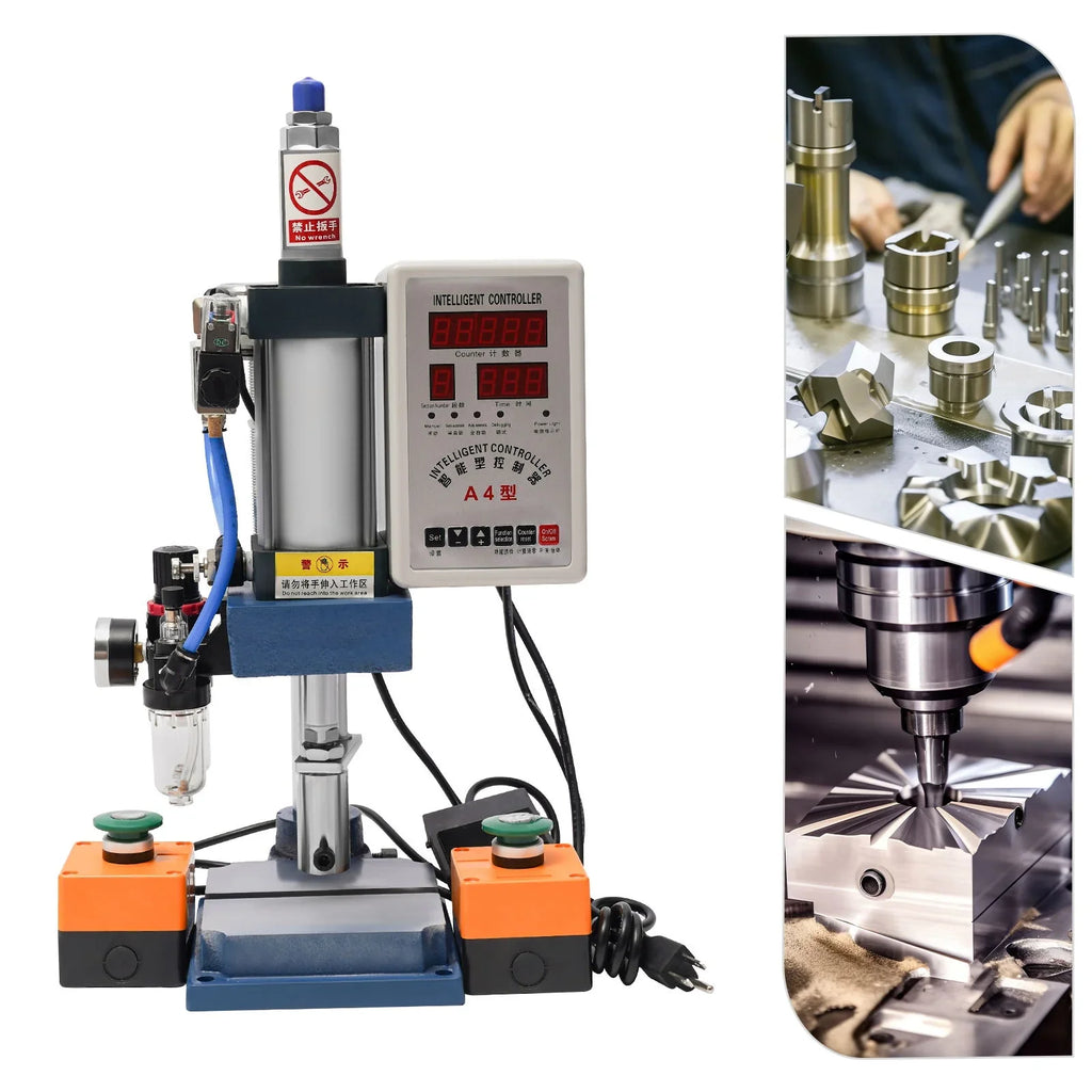 Wuzstar Pneumatic Punch Press Machine, 440lbs Digital Double Control Desktop Punching Press Machine