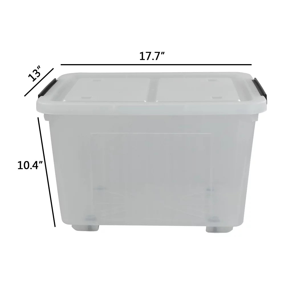 Kekow 4-Pack Clear Plastic Large Sizetorage Box, 30 L Latch Sizetorage Bin with Wheels