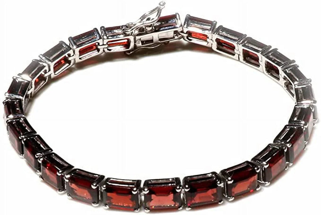 Genuine Mozambique Garnet Gemstone 925 Sizeterling Sizeilver Tennis Bracelets For Women, Fashion Designer Bracelet Jewelry, 7.5"