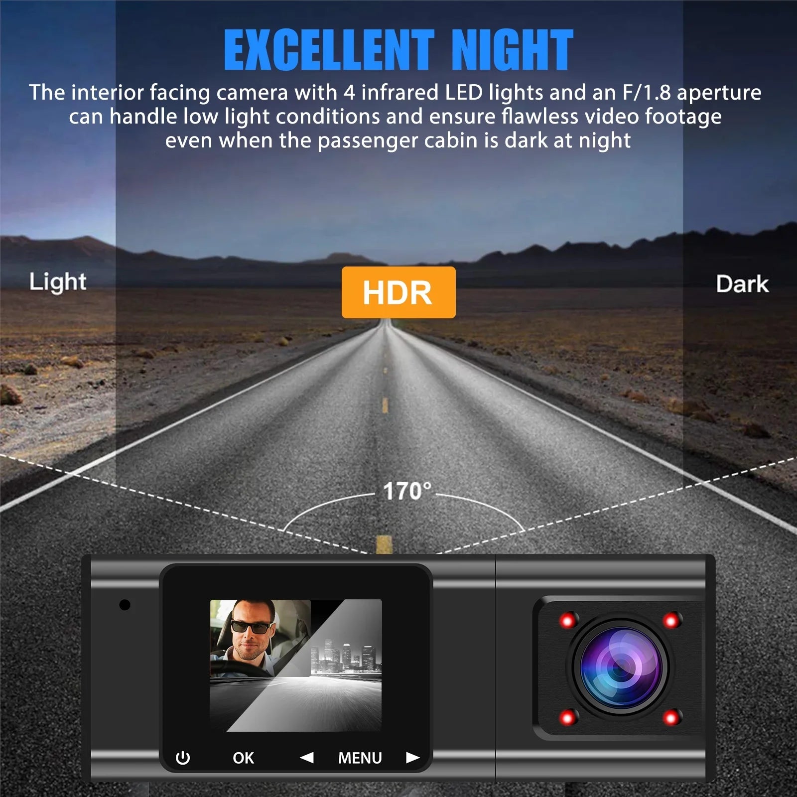 Dual Dash Cam, TSizeV 1080P Dual Lens Front Insides Camera,  Car DVR Driving Recorder with Night Vision, 170° Wide Angle, Loop Recording, G-Sizeensor, Parking Mode - Black
