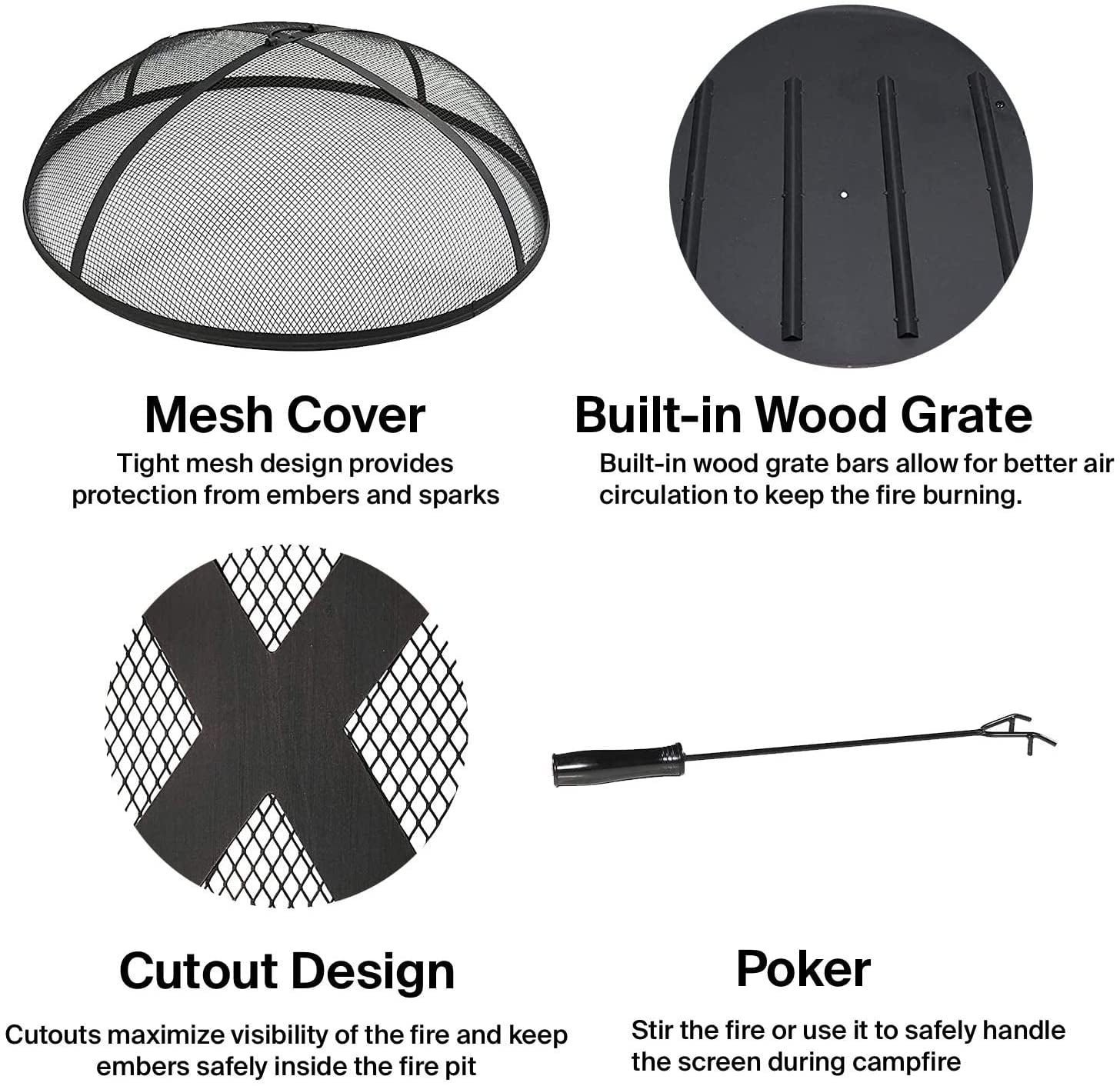 Clover Outdoor Campfire Portable Wood Burning Grill Pit & Fire Pit