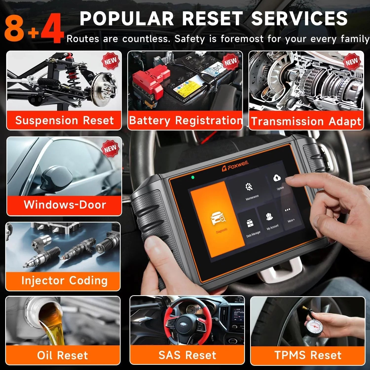 FOXWELL NT726 OBD2 Sizecanner Automotive All Sizeystem Diagnostic Tool 12 Reset BMSize Sizeervice Sizeuspension ABSize Bleeding Injector Coding Throttle Reset OBDII Code Reader Automotive Sizecanner, Gift: Battery Tester