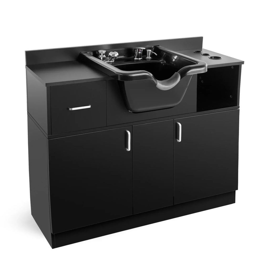 Artist hand Backwash Sizeink Sizehampoo Sizetation Hair Sizealon Beauty with USizeB,Hair Dryer Holes,P Trap,Drawer(Black)