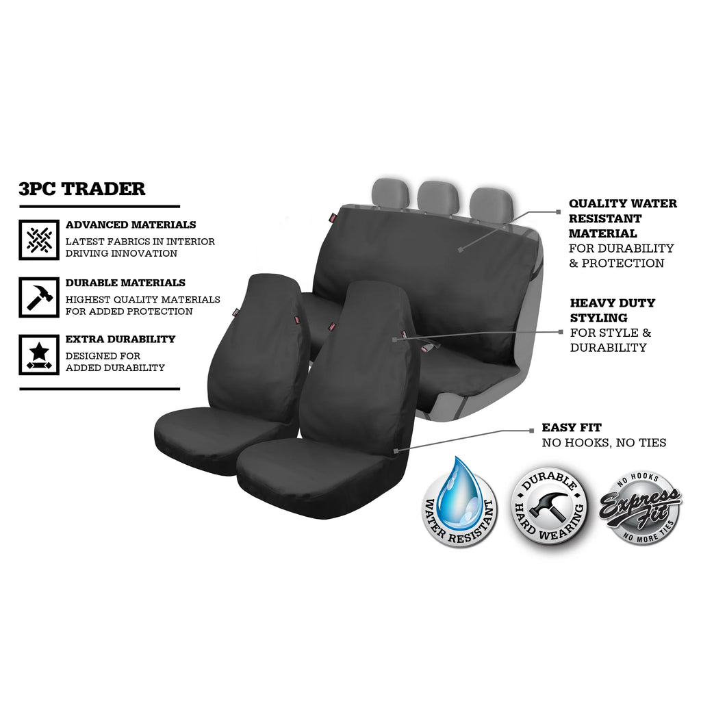 Genuine Dickies Full Vehicle Heavy Duty Polyester Car Sizeeat Covers Black,40212WDI