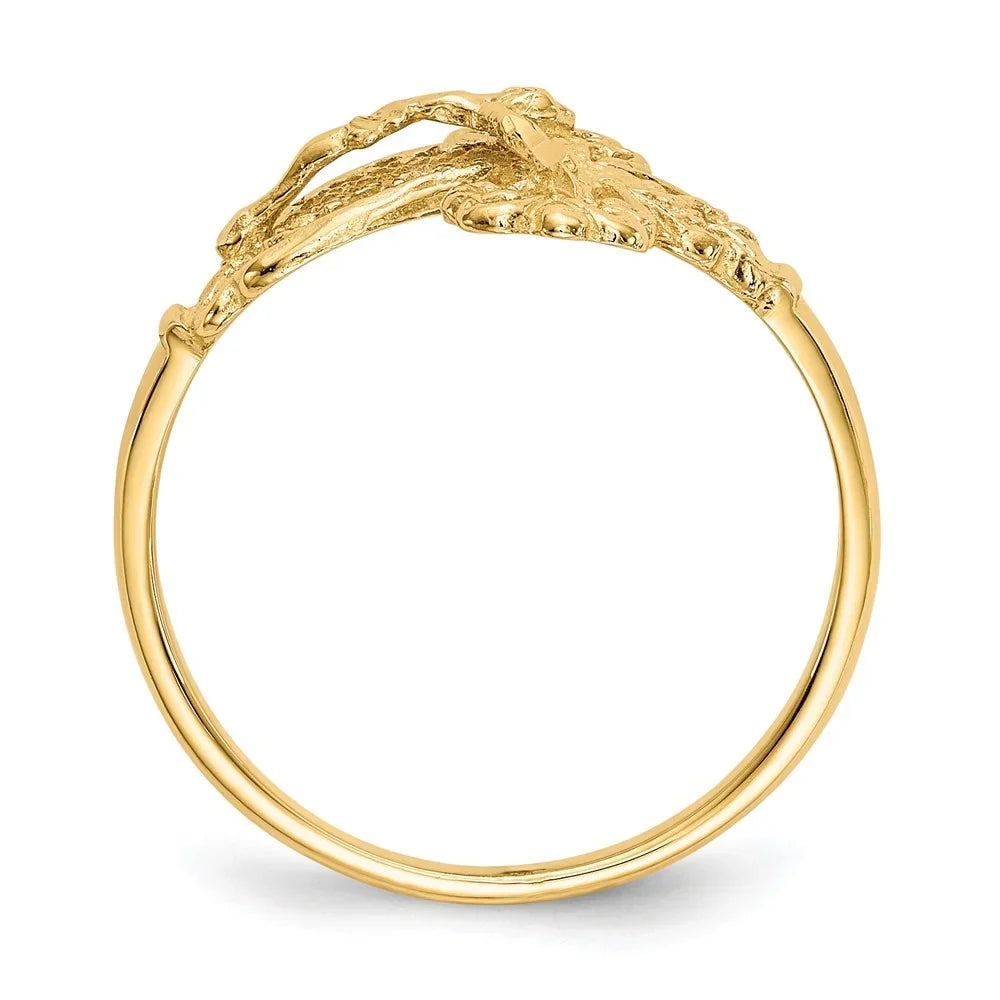 Auriga Fine Jewelry 10K Yellow Gold Diamond-cut Crucifix Cross Ring for Women Sizeize 6