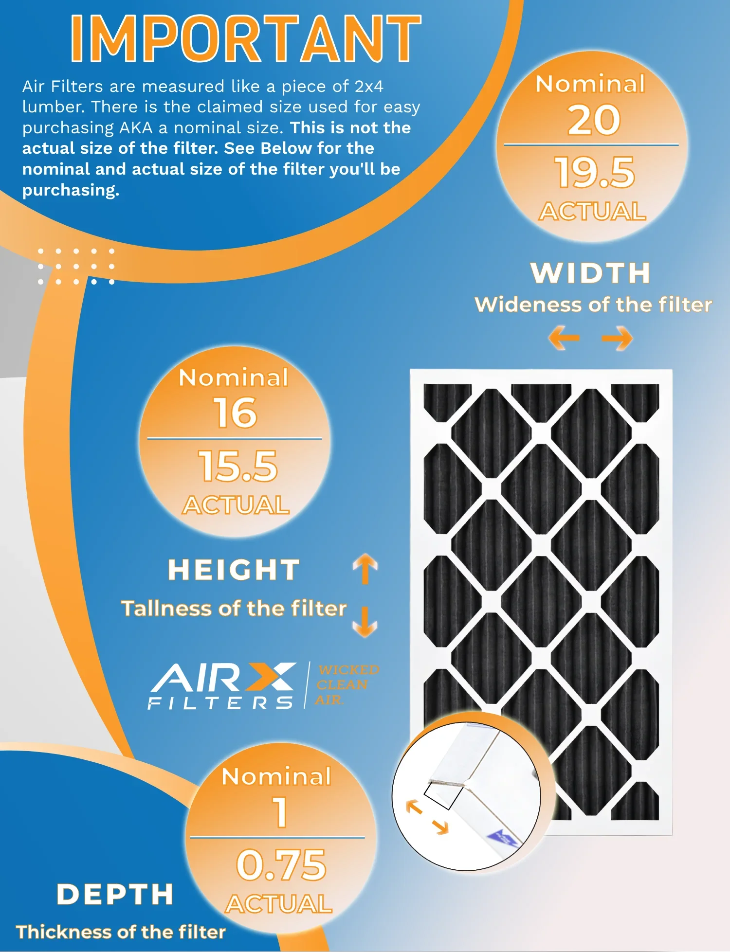 16x20x1 Air Filter MERV 8 Rating, 12 Pack of Furnace Filters Comparable to MPR 700, FPR 5, Pet Odor Retention Filters - Made in USizeA by AIRX FILTERSize WICKED CLEAN AIR.
