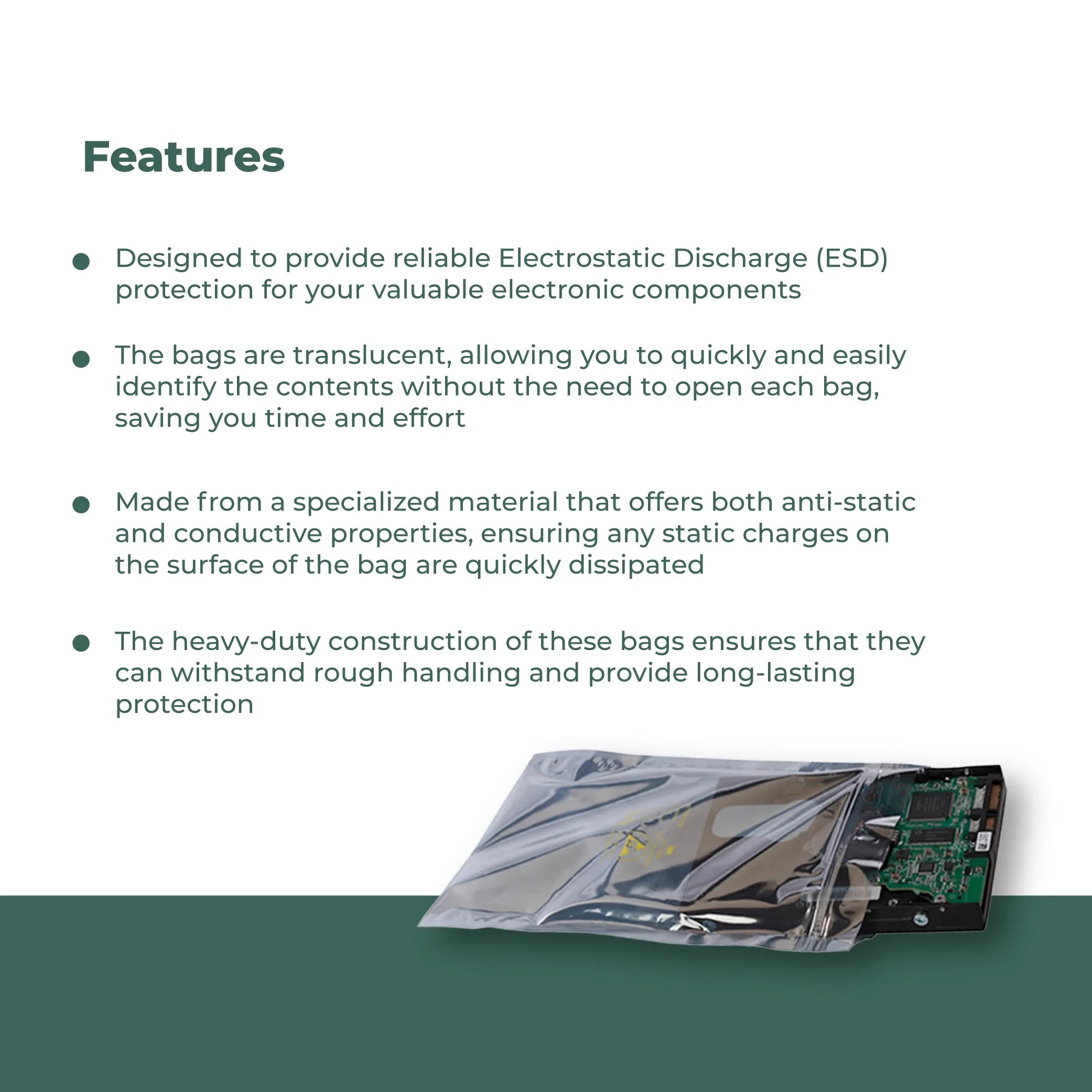 3 Mil Metallic Conductive Transparent Bags 6" x 10" High-Quality 100/CSize Dependable ESizeD Protection