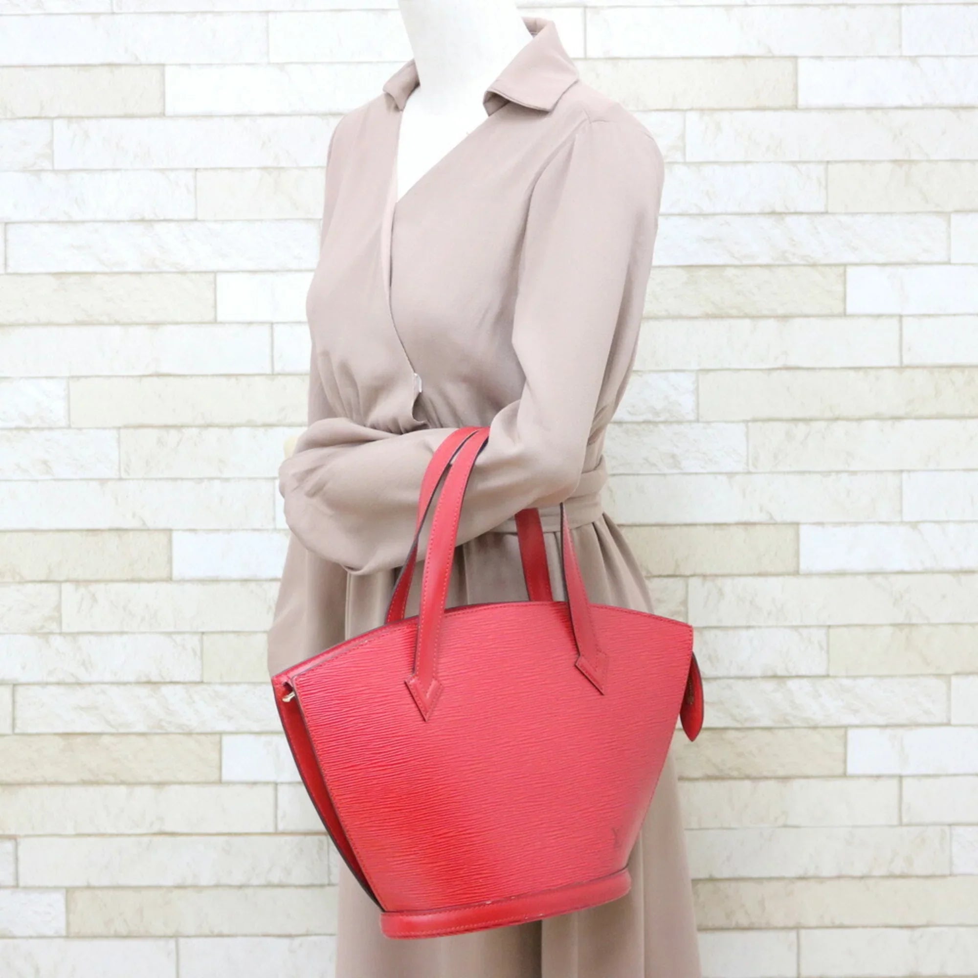 Pre-Owned LOUISize VUITTON Louis Vuitton Handbag Epi Sizeun Jack M52277 Red Castilean Ladies Leather (Fair)