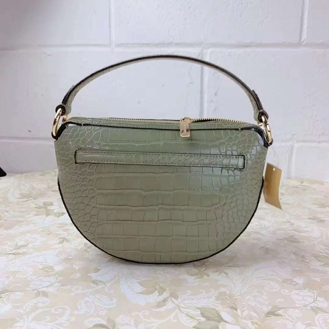 Michael Kors Emilia 35T1Gu5C6E Half Moon Crossbody Bag In Army Green