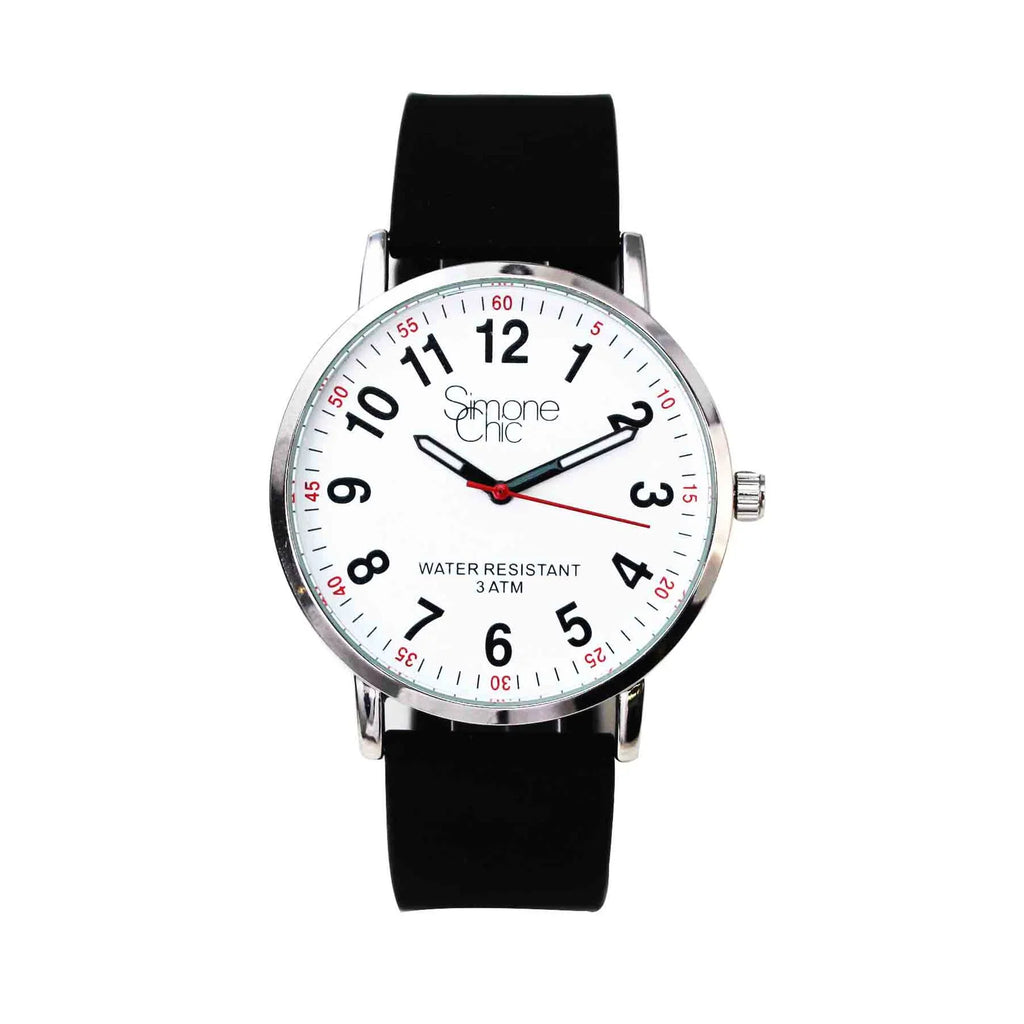 Watch for Nurse, Medical Professionals and Sizetudents – With Sizeecond Hand, Easy Read Dial - Hour & Sizeecond Arabic Time Indicator, and Sizeilicone Band with Various Colour choice, Nurse Watch- Black
