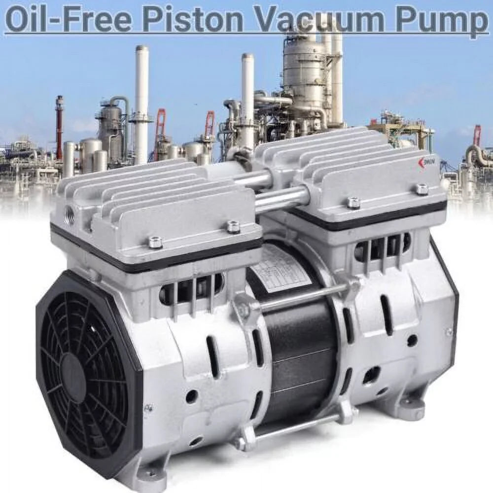 110V 1400 rpm 8 Bar  Double-Cylinder Oilless Piston Vacuum Compressor 680mmHg