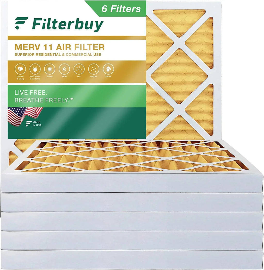 Filterbuy 10x10x2 MERV 11 Pleated HVAC AC Furnace Air Filters (6-Pack)