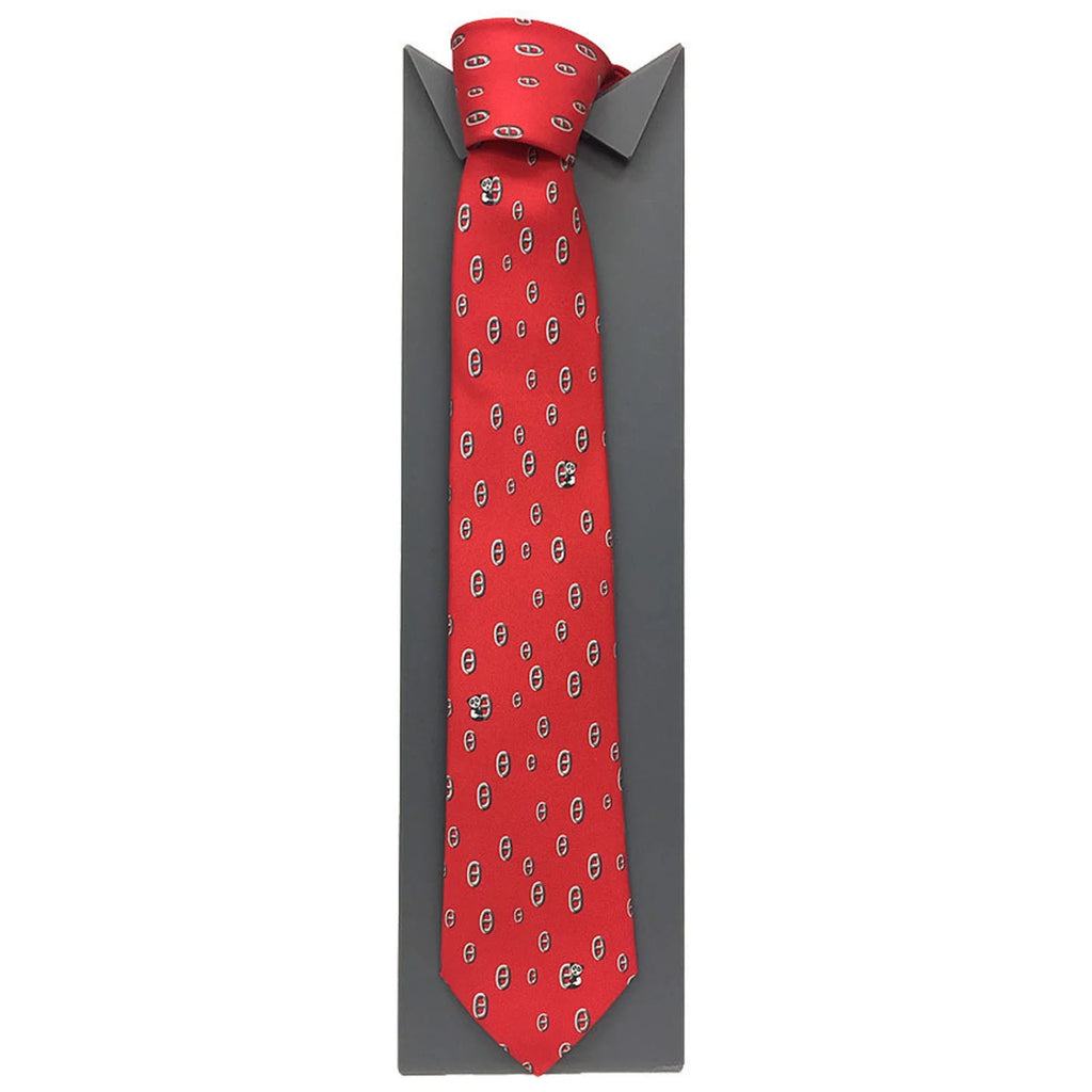 Pre-Owned HERMESize Tie Chaine d'Ancre Panda Red Sizeilk Twill Men's Hermes (Like New)