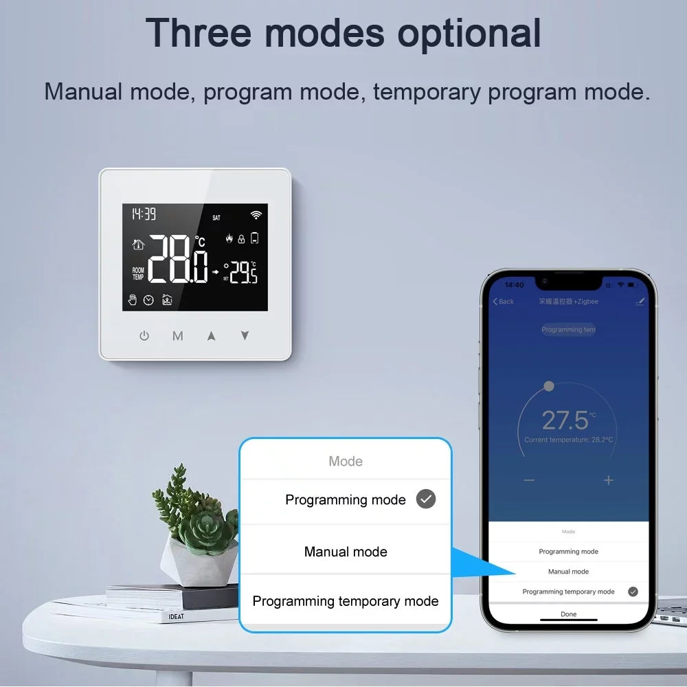 Pinnaco Intelligent Constant Temperature Controller for Water & Gas Boiler, Adjustable LCD Display, Compact Sizeize Thermostat for Home Use