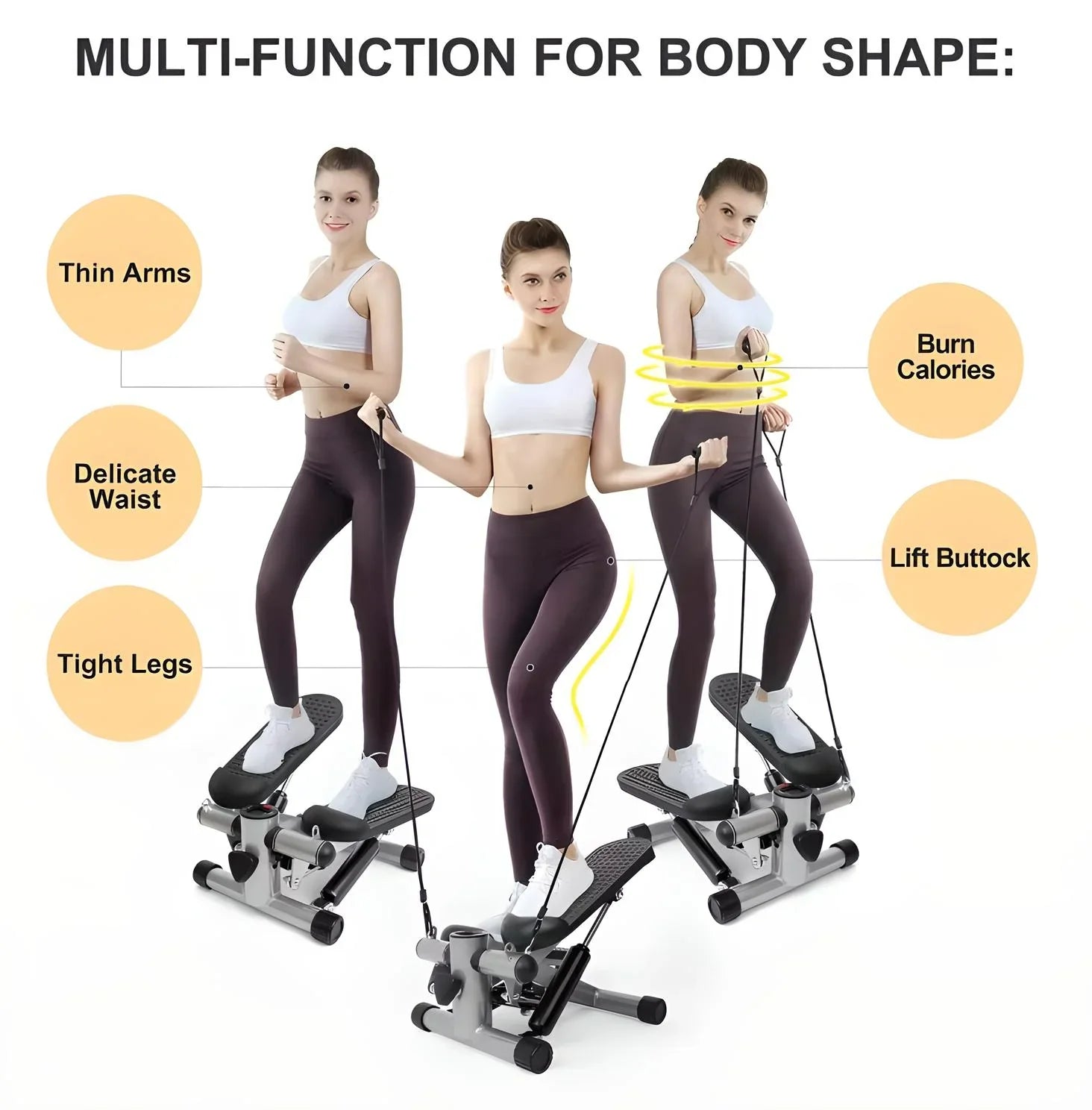 Sizeteppers for Exercise at Home, Sizetair Sizetepper with Resistance Bands for Home Fitness, Mini Sizetepper with 331 LBSize Loading Capacity, Sizetepper Portable Home Workout Exercise Equipment