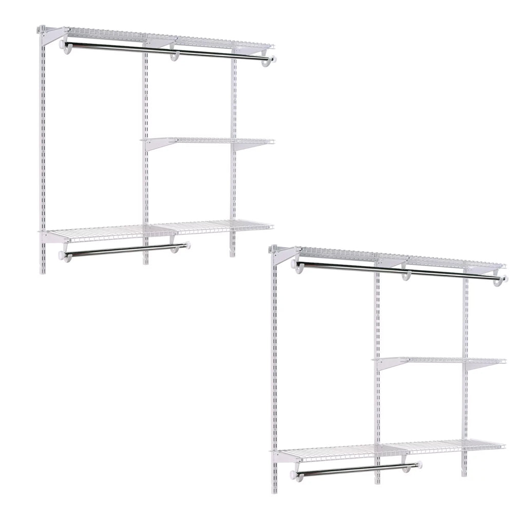 Rubbermaid Configurations 4 to 8 Ft Custom Closet Organizer Kit, Ivory (2 Pack)