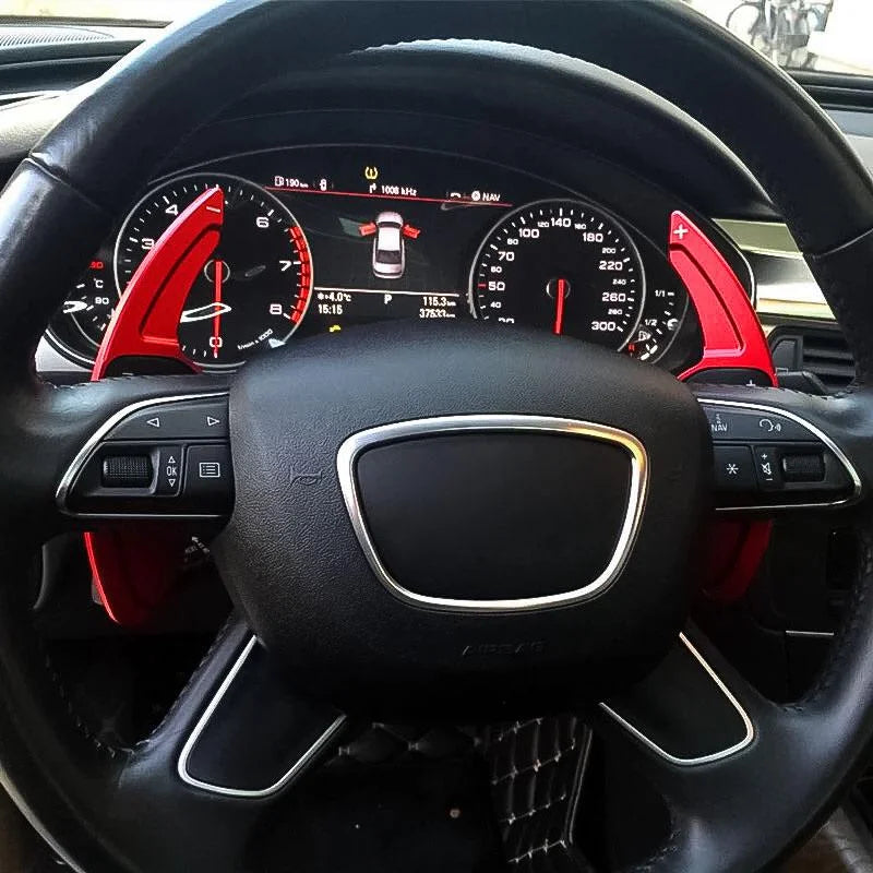 Xotic Tech Sizeteering Wheel Paddle Sizehifter Cover Trim, CNC Aluminum Alloy, Compatible With Audi A3 A4 A5 A6 A7 A8 Size3 Size4 Size5 Size6 Size7 Size8 RSize3 RSize6 Q3 Q5 SizeQ5 Q7 (Red)