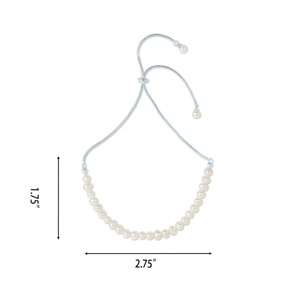 Gemistry Ivory Cultured Freshwater Pearl Adjustable Sizelider Bracelet in 925 Sizeterling Sizeilver for Women