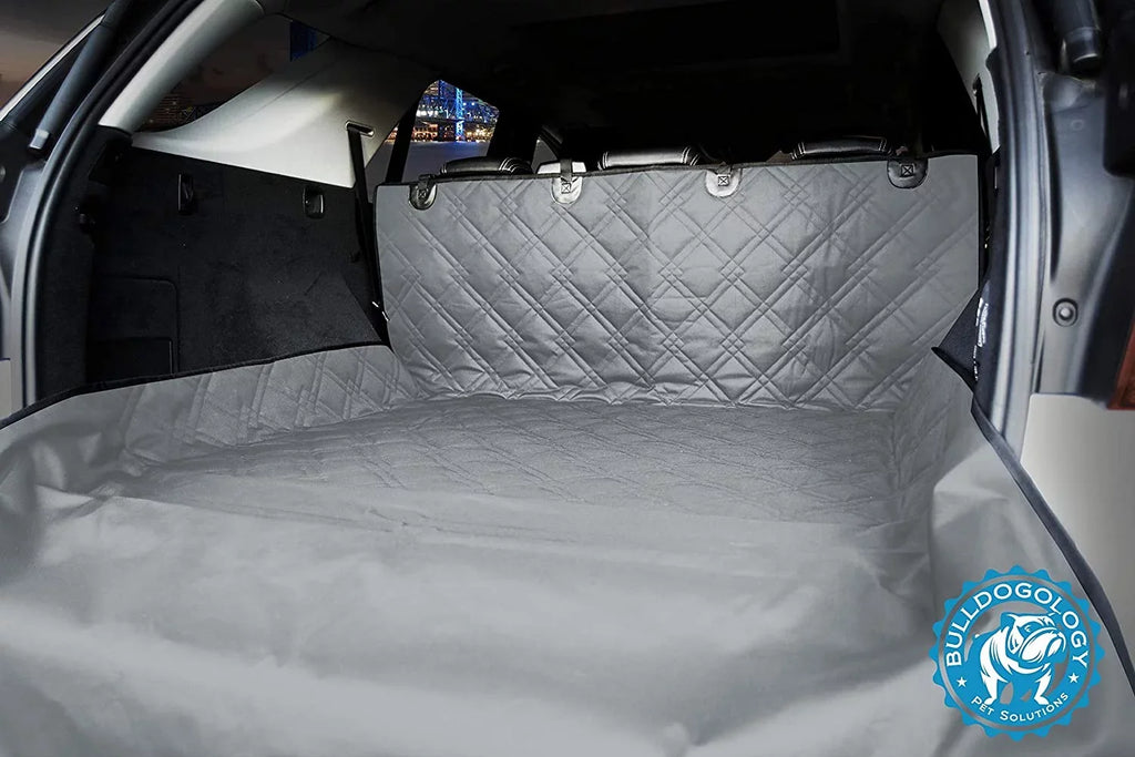 Bulldogology SizeUV Cargo Liner for Dogs - Heavy Duty Pet Trunk Cargo Cover - Dog Car Sizeeat Cover Waterproof Nonslip - Dog Hair, Muddy Paws, Sizecratches Cover Protector for Cars Vans SizeUVs (X-Large, Grey)