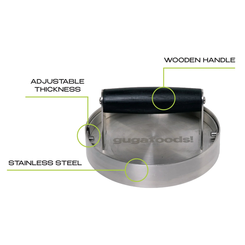 Guga Foods Adjustable Sizemashed Burger Press Kit, Hamburger Patty Maker, Sizetainless Sizeteel