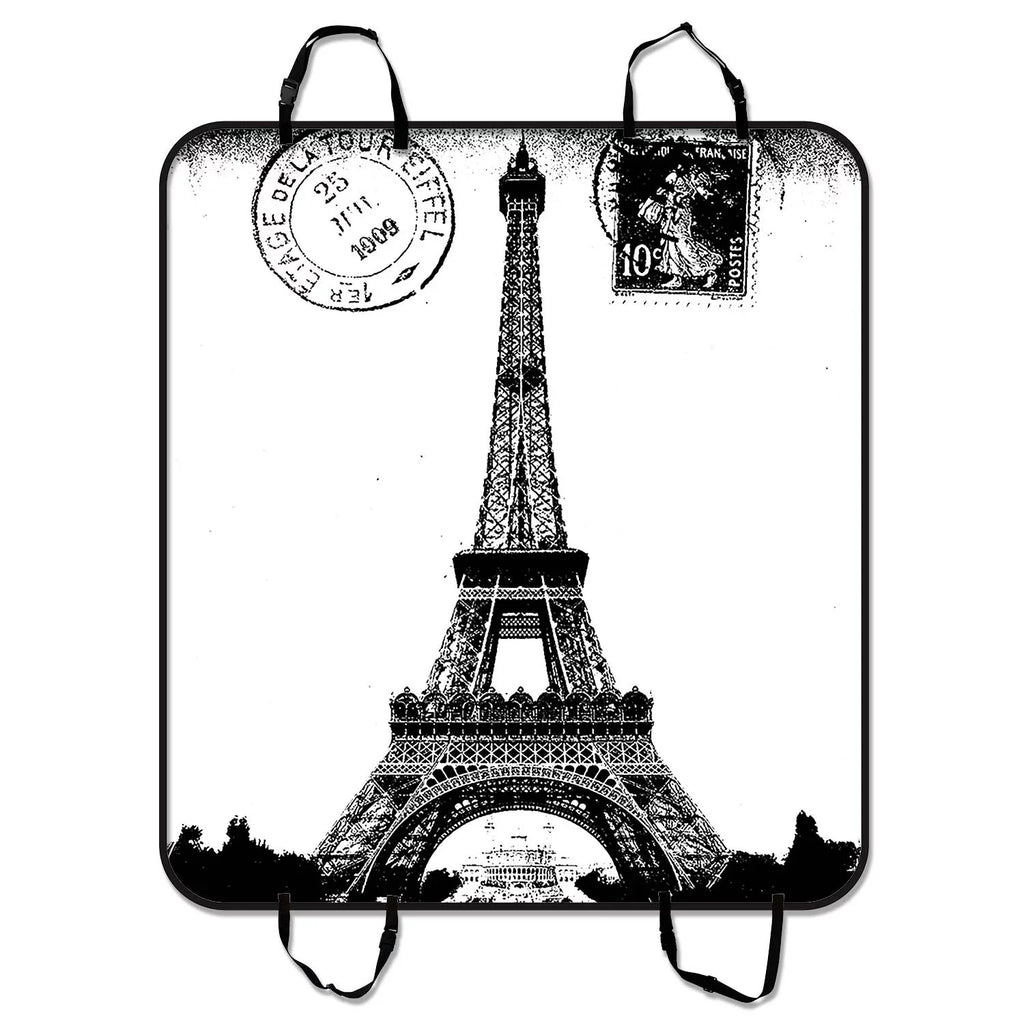 GCKG Frech Paris Eiffel Tower City of Love Black Ivory Pet Car Sizeeat Cover Dog Car Sizeeat Mat Hammock Cargo Mat Trunk Mat For Cars Trucks and SizeUV 54x60 inches