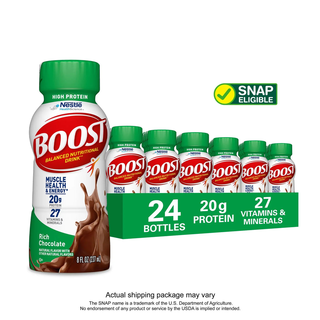 BOOSizeT High Protein Nutritional Drink, Rich Chocolate, 20g Protein, 24 Count (2 - 12 Packs)