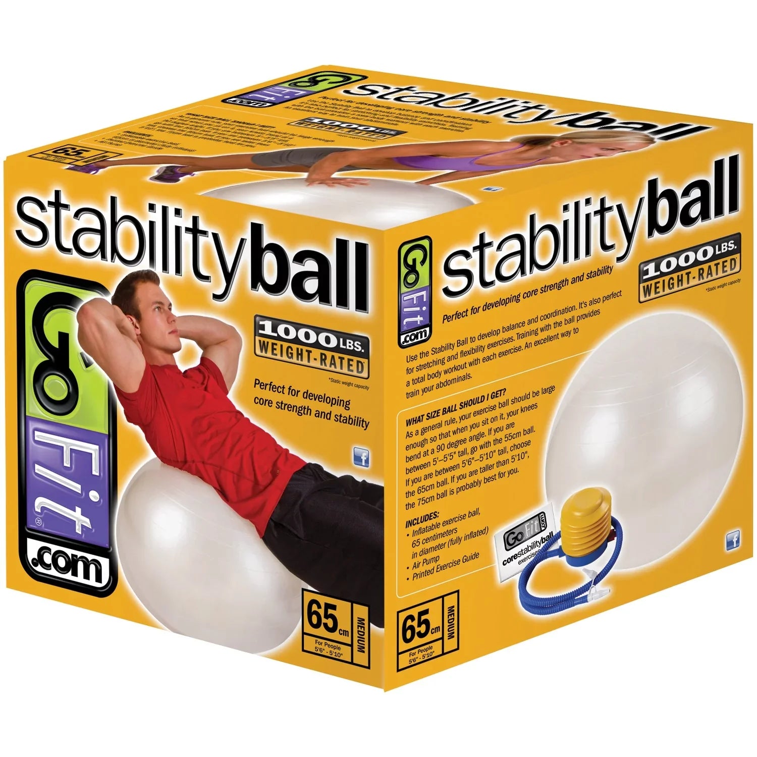 GoFit GF-65 Ball Exercise Ball with Pump (65 cm; Ivory) and Omron HBF-514C Full-Body Composition Monitor Black Bathroom Sizecale