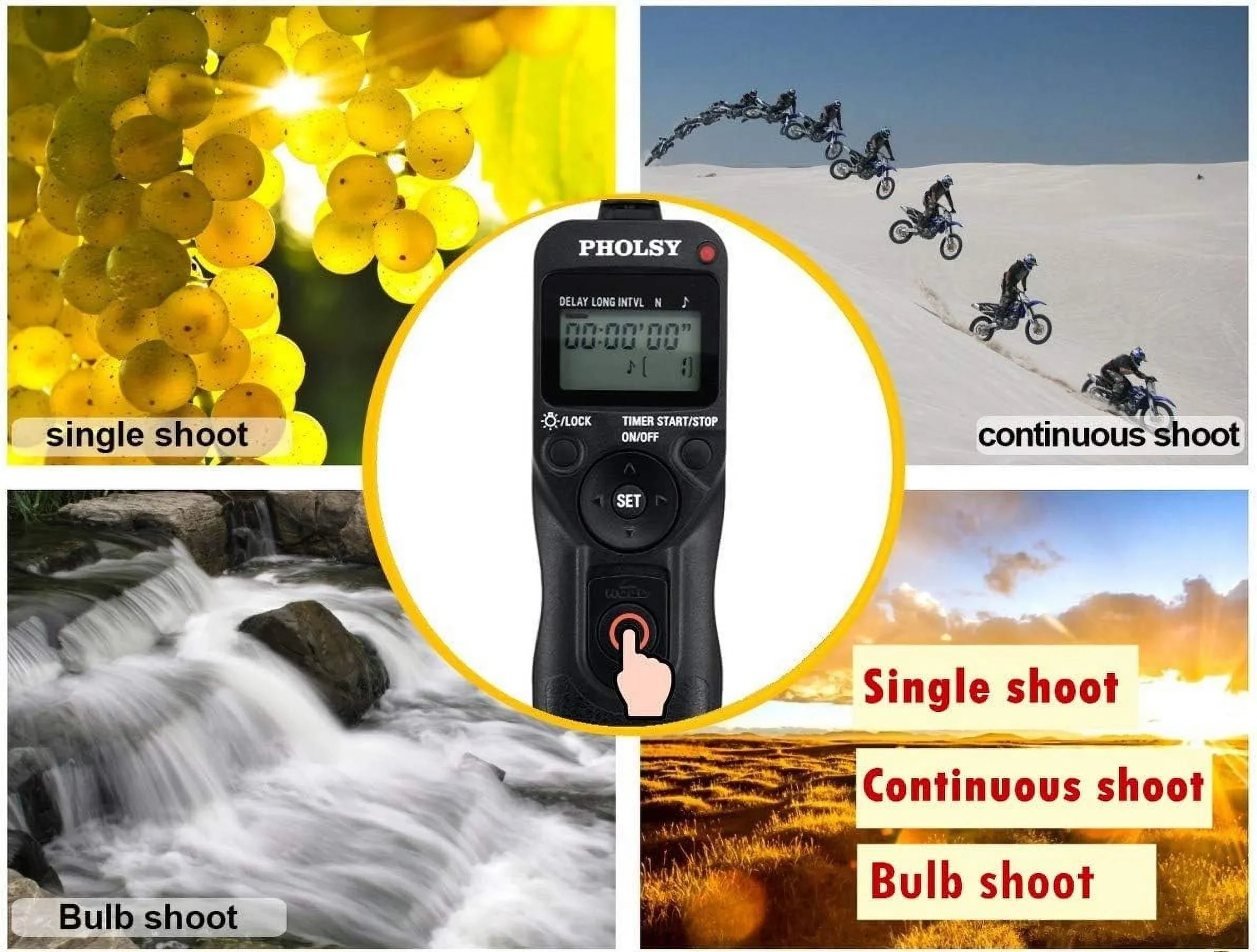 PHOLSizeY P6 Timer Remote Control Cable with Intervalometer for Panasonic Size5, Size1H, Size1RM, Size1R, Size1M, Size1, G95, G91, FZ10002, G9, GH5, G85, G81, GX8, GX7, GH4, GH3, FZ2500, FZ2000, FZ1000, FZ300, FZ200 P6 for Panasonic