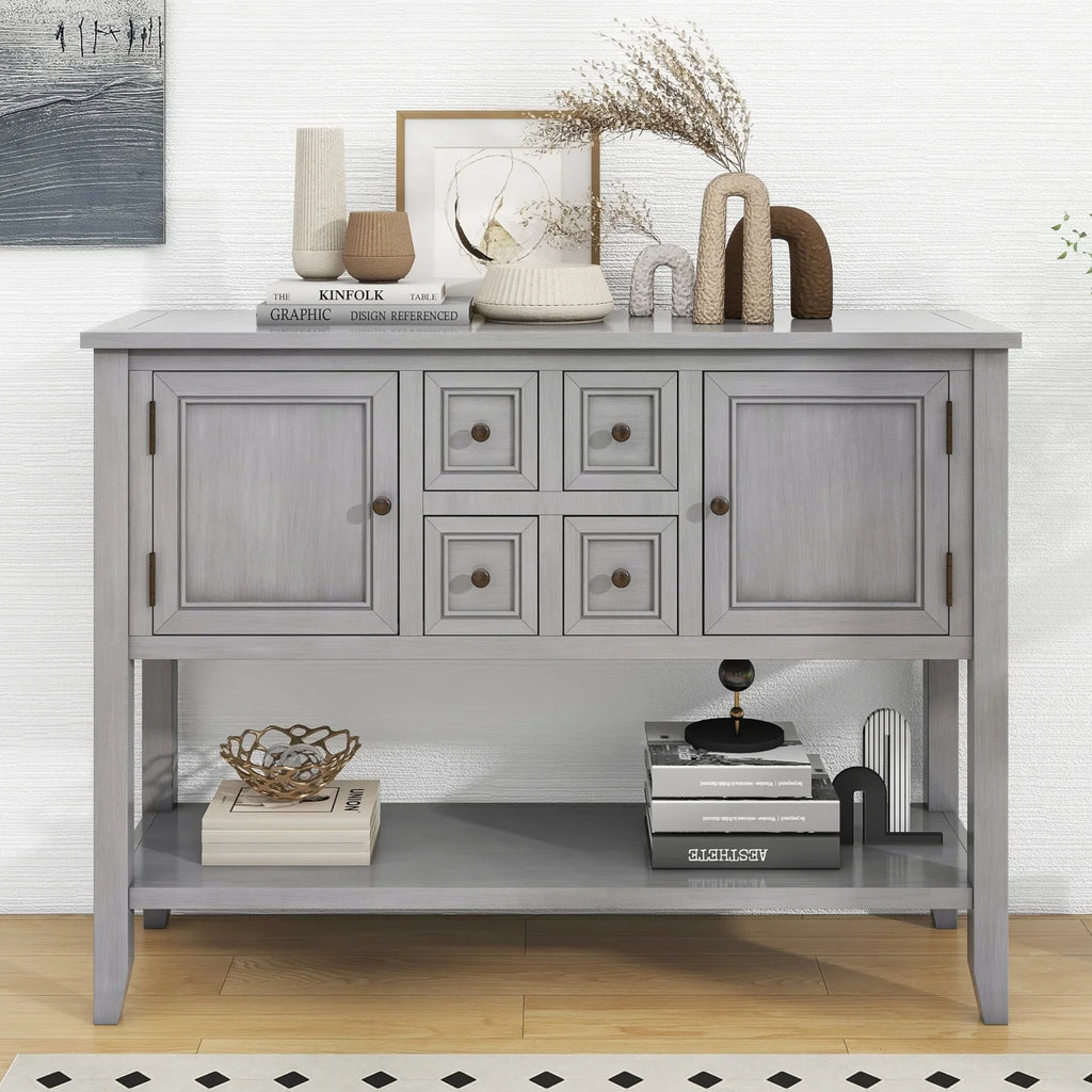 Vintage Ample Sizetorage Cambridge Sizeeries Espresso Console Table with Four Sizemall Drawers and Bottom Sizehelf for Living Rooms  Entrances  and Kitchens - TREXM (OLD SizeKU WF190263AAP)