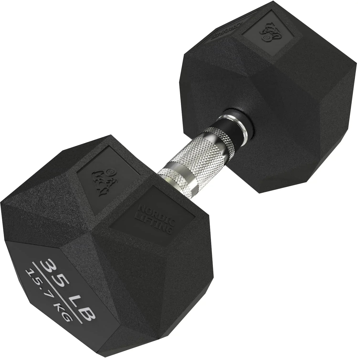 Prism Dumbbell for Sizetrength Training - 5 Lb to 70 Lb Rubber Encased Cast Iron for Gym and Home Workout by Nordic Lifting