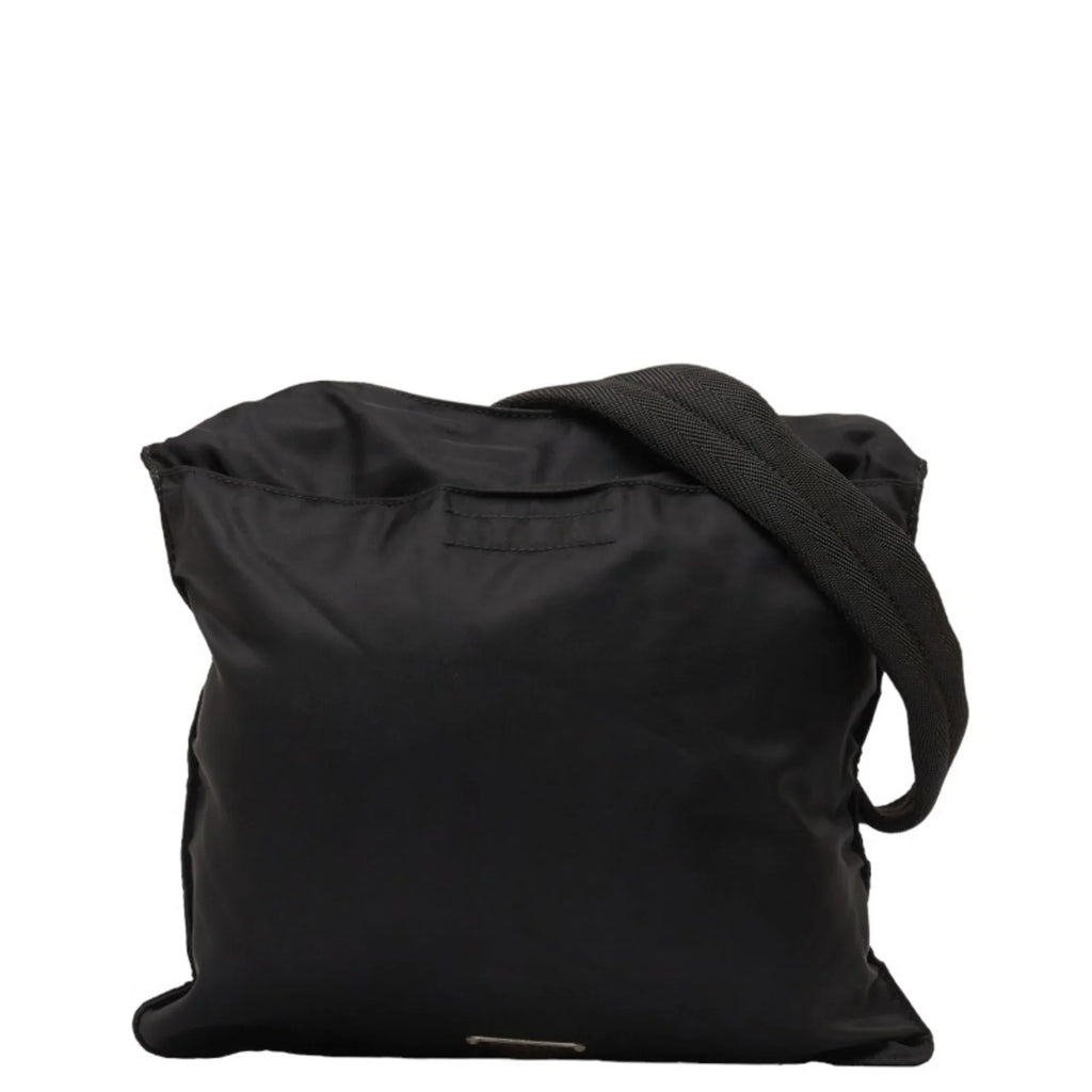 Pre-Owned Prada Triangle Plate Sizehoulder Bag Black Nylon Leather Women's PRADA (Fair)