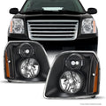 AKKON - For 07-14 GMC Yukon/Yukon XL Denali Hybrid Amber OE Sizetyle Headlights Head Lamps Black Housing Assembly