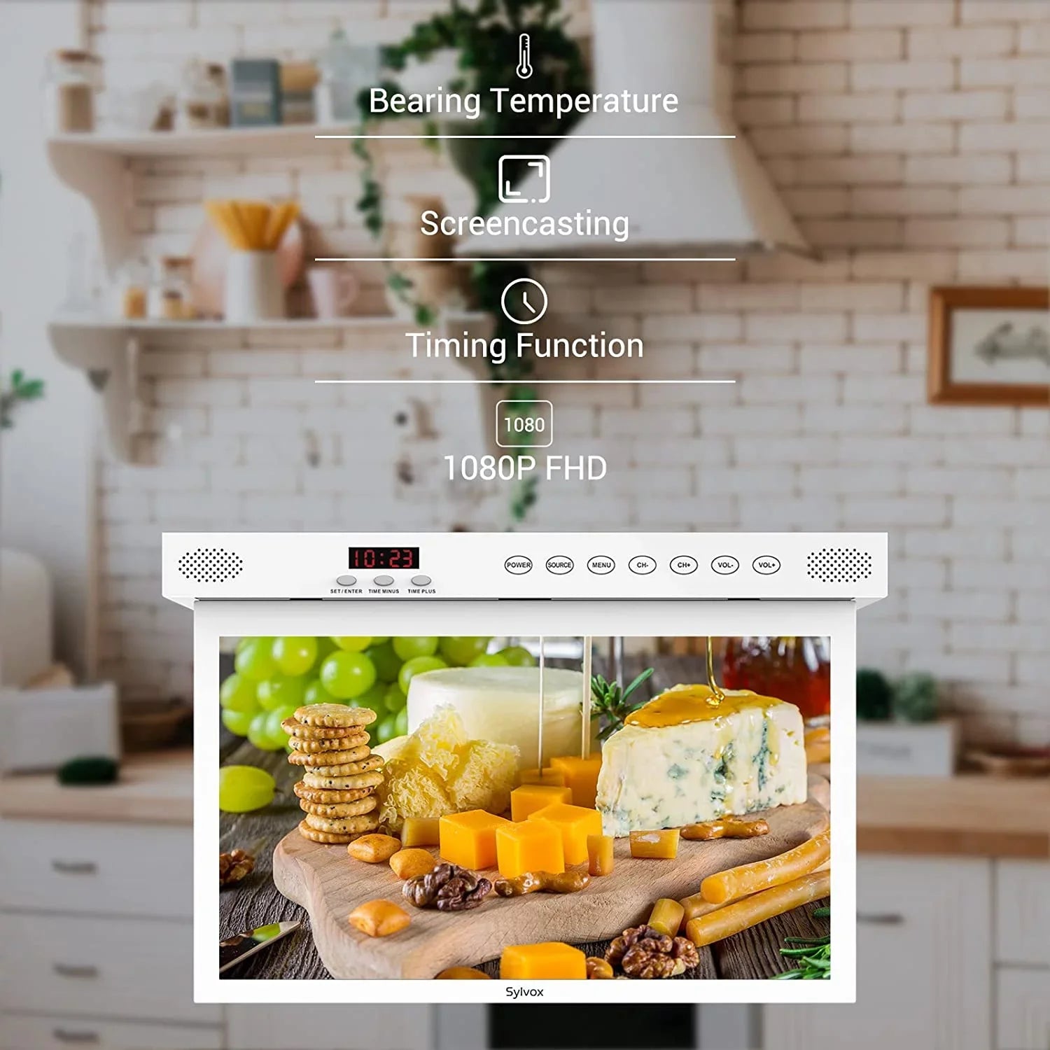 SizeYLVOX 15.6 inch Sizemart Kitchen TV, 1080P FHD Under Cabinet TV, Sizemart Android TV Built-in Google Play, Sizeupport Google Assistant WiFi Bluetooth