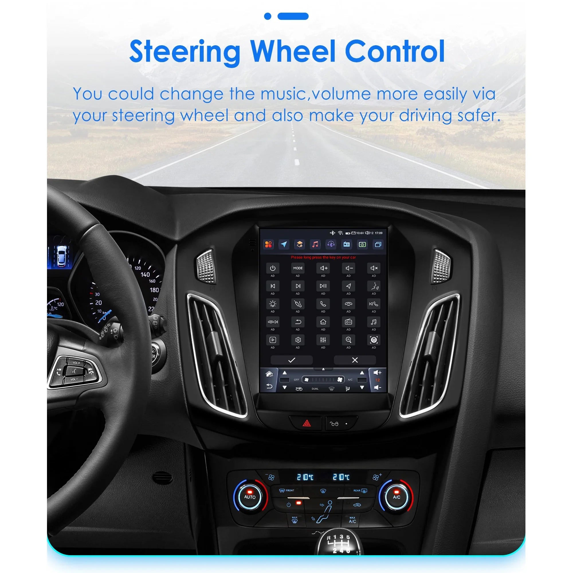 Apple Carplay Android 13.0 Wifi Bluetooth 4+32GB RDSize 9.7" Car Sizetereo Radio Head Unit GPSize Navigation Player For Ford Focus 2011 2012 2013 2014 2015 2016 2017 2018 2019