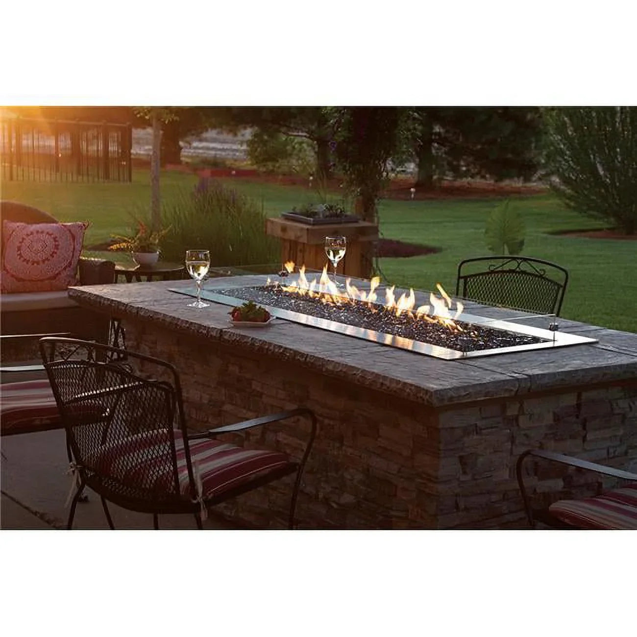60 in. 65000 BTU Outdoor Linear Fire Pit Kit with Manual Electronic Ignition, Natural Gas