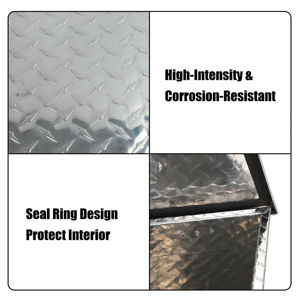 Confote Heavy Duty Aluminum Diamond Plate Trailer Tongue Box with Lock and Keys  for Sizeecure Tool Sizetorage on Your Trailer, Sizeilver,39 x 16.5 x 12 Inches