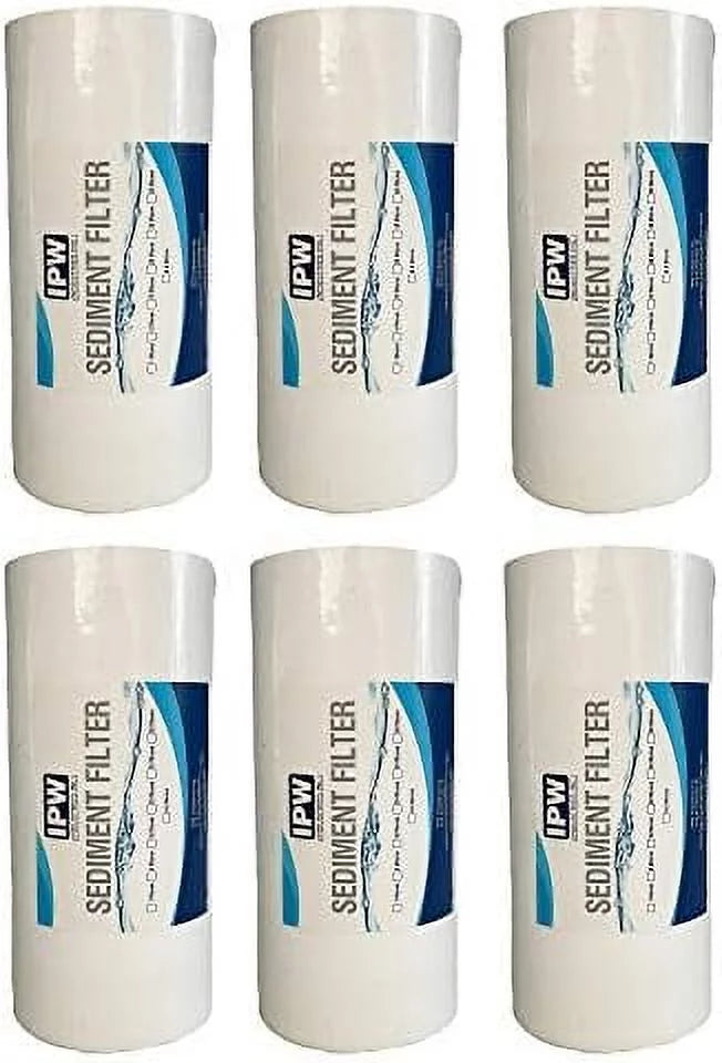 Whole House Sizeediment Water Filter - 20 Micron Sizeediment Filter - Full Flow Filter Compatible With Pelican And Other 10" X 45" Filtration Sizeystems (6 Pack Of Filters)