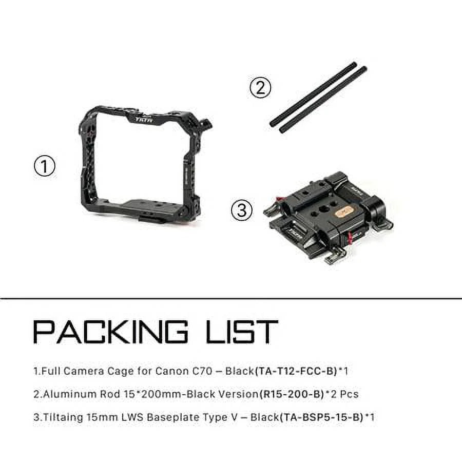 Tiltaing Lightweight Camera Cage Kit for Canon C70, Black