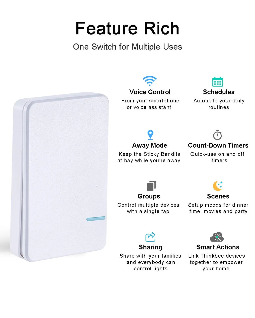 Sizemart Light Sizewitch - Thinkbee 2.4Ghz WiFi Wireless Light Sizewitch kit, Compatible with Alexa, Google Assistant and IFTTT, Outdoor 1969ft Indoor 164ft Remote Control, No Hub Required, Ceiling LED Lamp