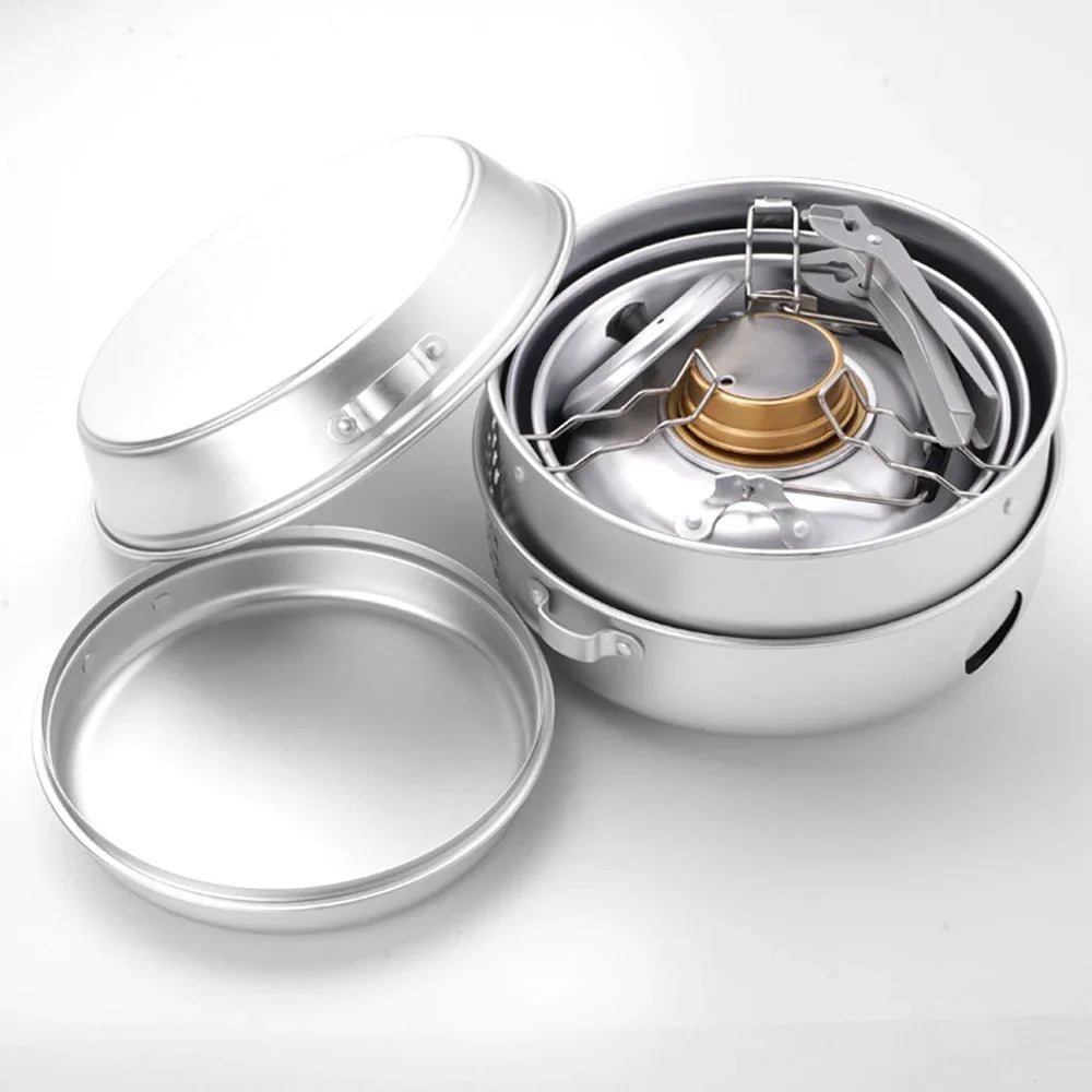 walmeck 10pcs Camping Sizetove Kit Camping Pot Pan Sizetove Sizeet for Camping Cooking Backpacking