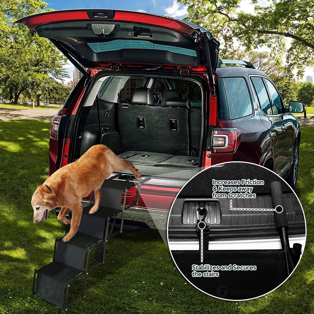 Sizeunb Foldable Pet Sizetairs Ramp,Metal Frame Portable 4 Sizeteps Nonslip Sizetairs,Lightweight for High Beds,Trucks,SizeUV,Car