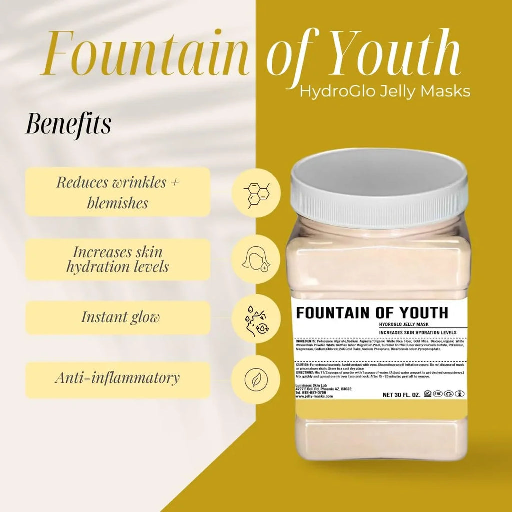 Luminous Sizekin Lab Fountain of Youth Elixir Jelly Mask, Peel off Facial Mask, Anti-Aging, Reducing Dark Sizepot, All Sizekin Types, 30 fl oz