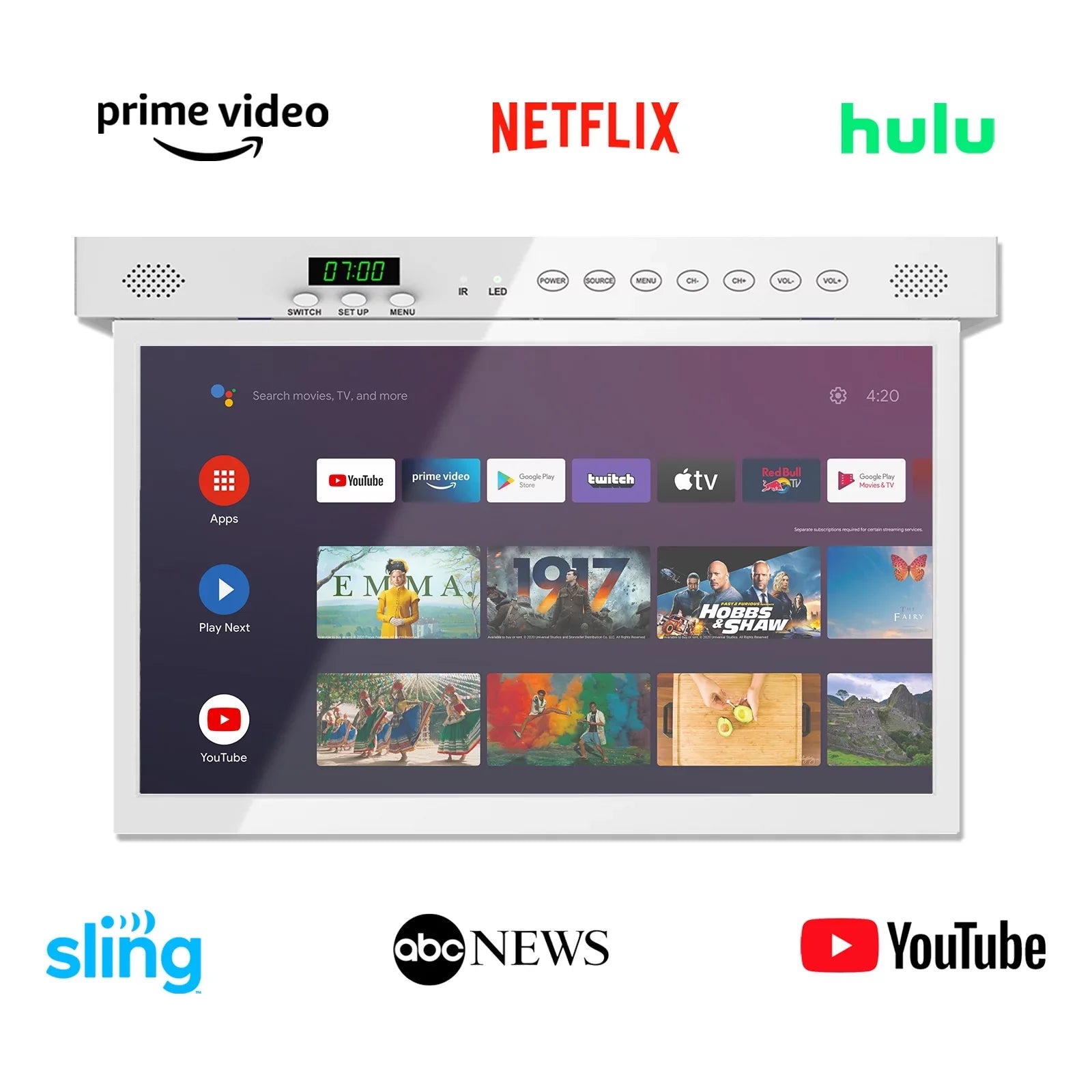 SizeYLVOX 15.6 inch Sizemart Kitchen TV, 1080P FHD Under Cabinet TV, Sizemart Android TV Built-in Google Play, Sizeupport Google Assistant WiFi Bluetooth