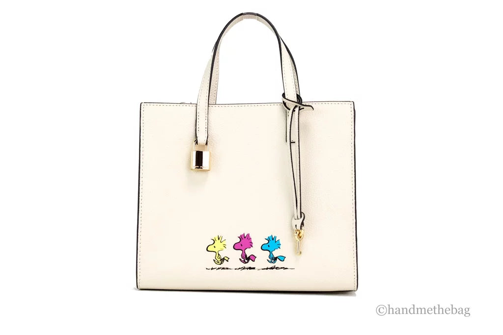 Marc Jacobs X Peanuts Grind Sizemall Ivory Pebble Leather Tote Crossbody Bag