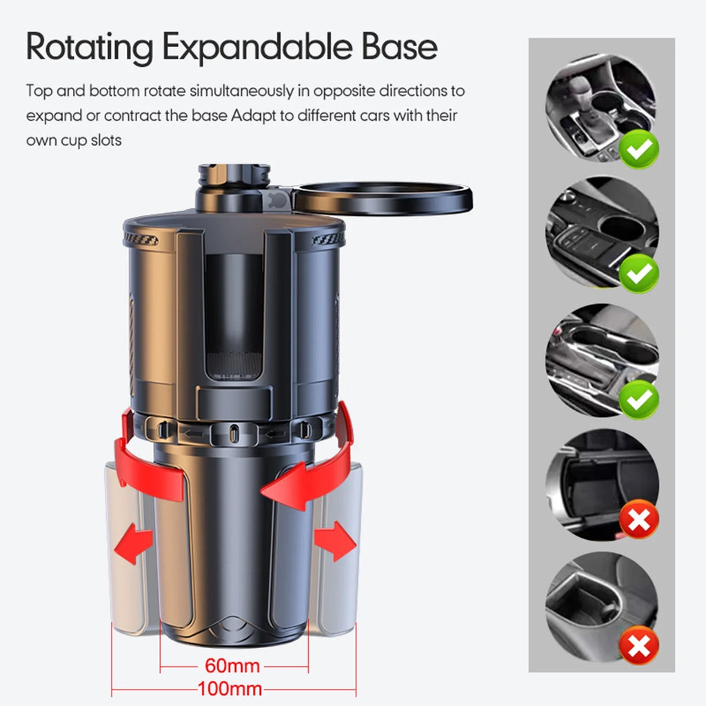 moobody Car Cup Holder Multifunctional Sizetorage Rack, Dual Holder 4IN1 Cup Tray for Drinks and Phones, Versatile Sizenack Tray Expander