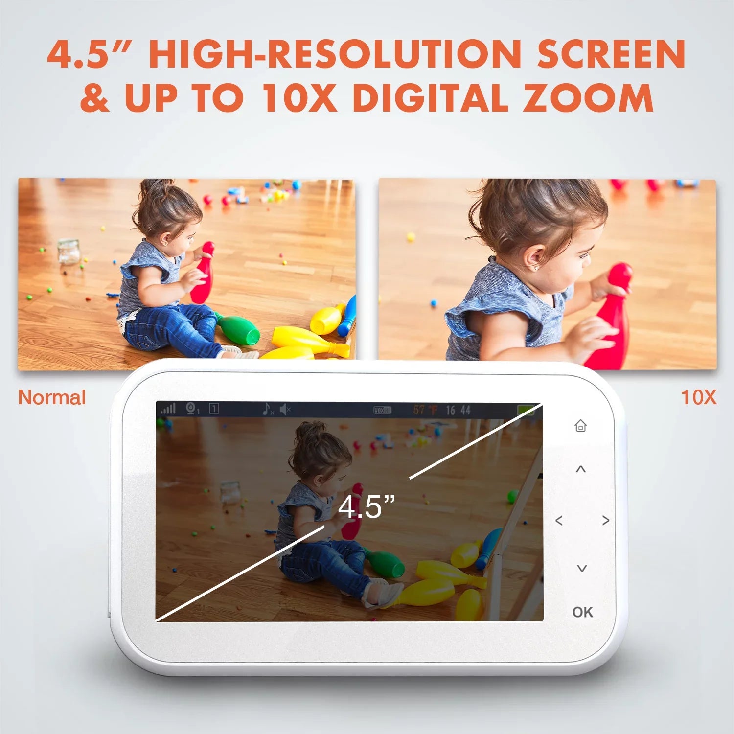 Rexing BM1 Baby Monitor w/ Recording Capabilities 4.5" IPSize Display