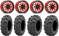 Raceline Krank 14" Red Wheels 28" Mud Lite XL Tires Polaris RZR XP 1000 / PRO XP / Ranger XP 900/1000
